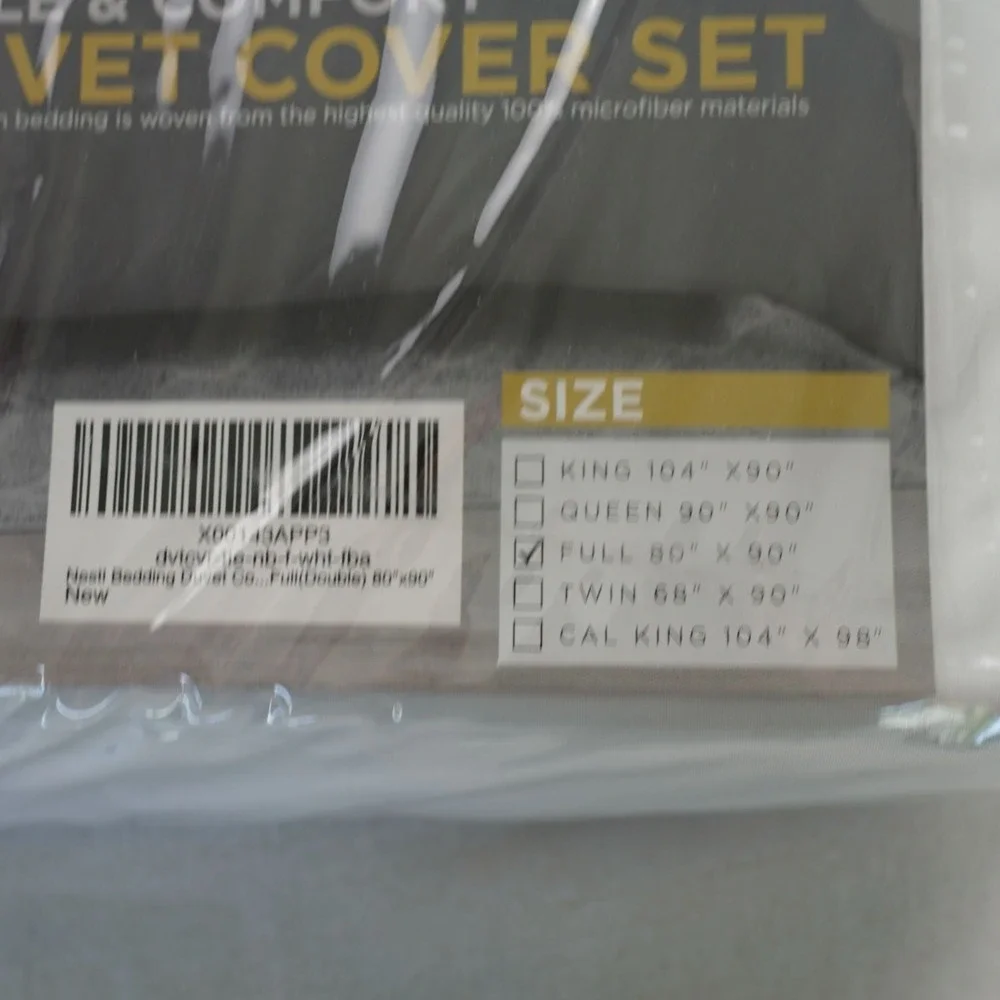 Nestl‎ White Full Duvet Cover Set 3-Piece Microfiber Bedding NWT